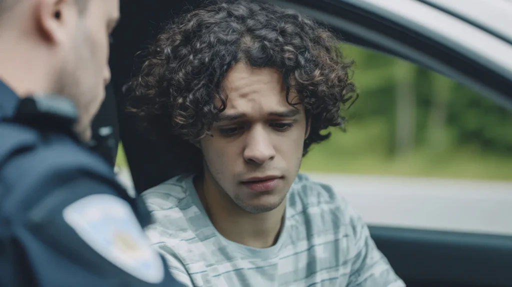 Driver questioned by police during roadside dui stop